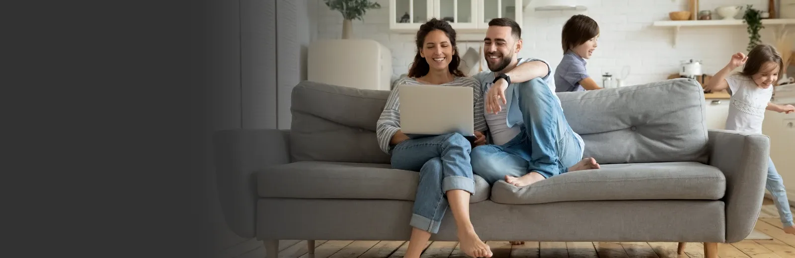 kids running and playing in living room